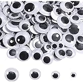 TOAOB 300pcs Googly Wiggle Eyes with Self Adhesive Large 10mm 15mm 20mm 25mm White Plastic Sticker Eyes for DIY Crafts Scrapbooking Decoration