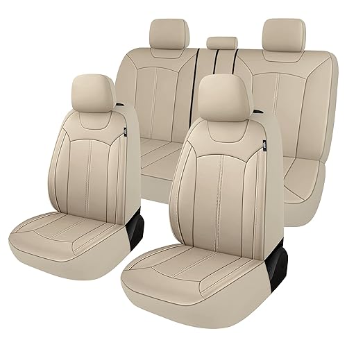 Pariiaotin Premium Leather Car Seat Covers Full Set, Waterproof