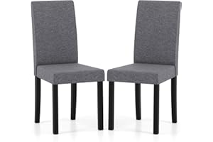 KOTEK Upholstered Dining Chair Set of 2, Mid-Century Modern Kitchen Chairs with Solid Rubber Wood Legs, High Backrest, Armles