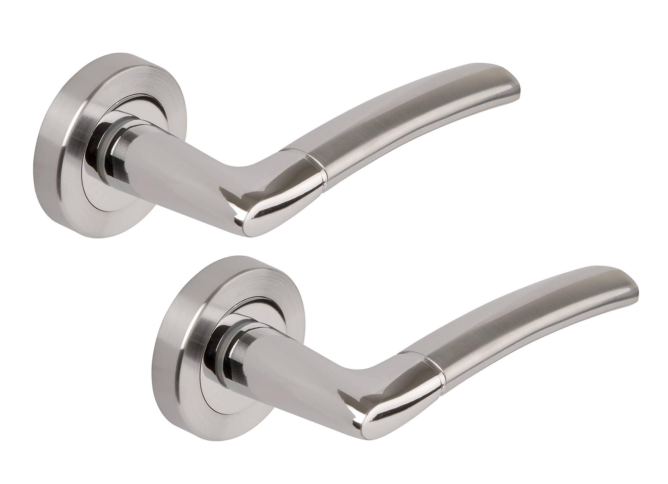 Polished/Satin Chrome Dual Finish Lever on Rose Door Handles Plus Design