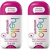 hello Unicorn Aluminum Free Deodorant for Women, Girls, Safe for Kids, Dermatologically tested, Natural Fragrance, 2 Pack