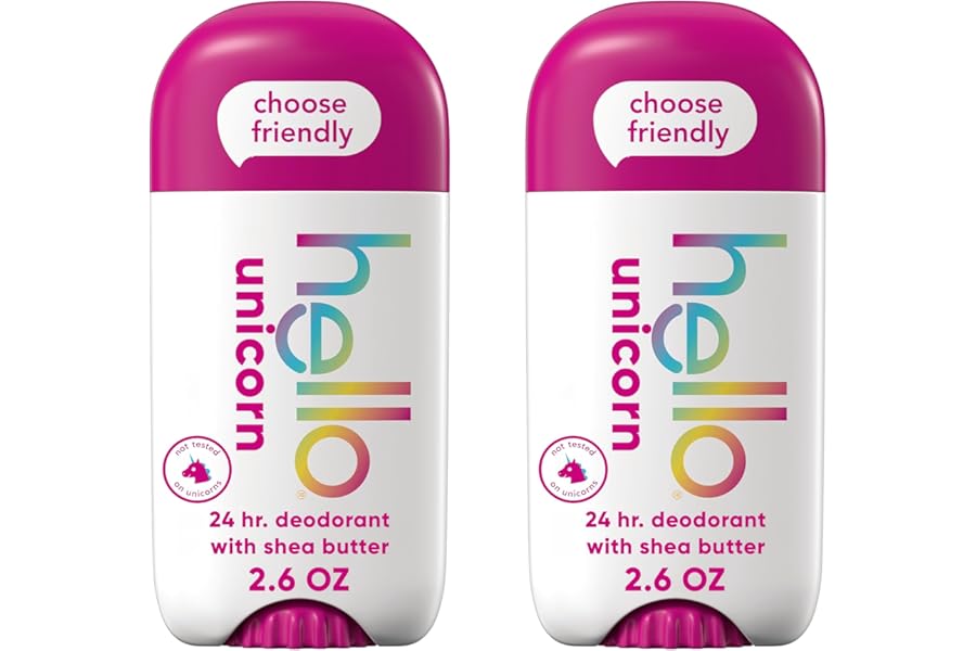 hello Unicorn Aluminum Free Deodorant for Women, Girls, Safe for Kids, Dermatologically tested, Natural Fragrance, 2 Pack