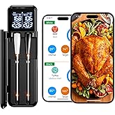 Smart Wireless Meat Thermometer,Digital Cooking Thermometer with Dual High-Accuracy Sensors, 2 Pack Ceramic Heat-Resistant Probe, Instant Read LCD & App Control for Kitchen,BBQ,Oven,Grill,Air Fryer