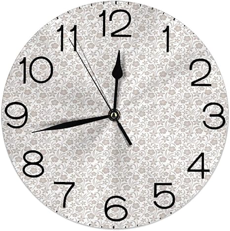 Amazon Co Jp 丸い壁時計家の装飾 自然のインスピレーションの葉イラストアブストラクトソフト穏やかなフラワーアレンジメント ホーム キッチン