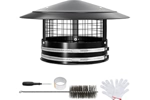 XSKLBZA 6" Round Chimney Cap, Cone Roof Chimney Cap with Screen, Adjustable Reinforced Stainless Steel Chimney Roof Cap for 6 Inch Stove Pipe, Easy Installation, Airflow Better Vent