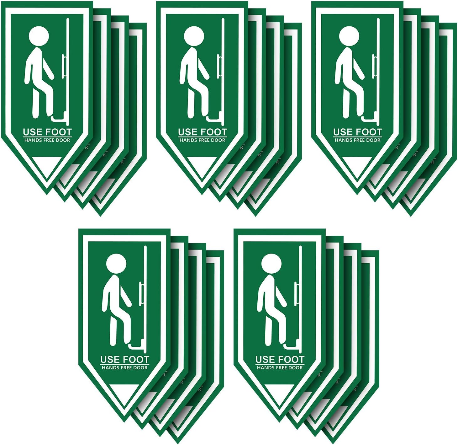 20 Pieces Use Foot Vinyl Door Sticker No Touch Door Sticker Decals Hands-Free Door Opener, Foot Operated Door Opener Notice Labels for Office Schools Bathrooms Public Places