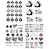 4 Sheets BBC Queen of Spades Temporary Tattoo Sticker Total 81(15X21cm) QOS Hardcore Words Phrases Temporary Tattoos