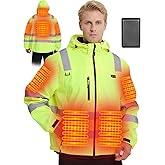 Qdreclod Heated High Visibility Reflective Jackets for Men with Fleece Lining heated work jacket 16000mAh Battery pack