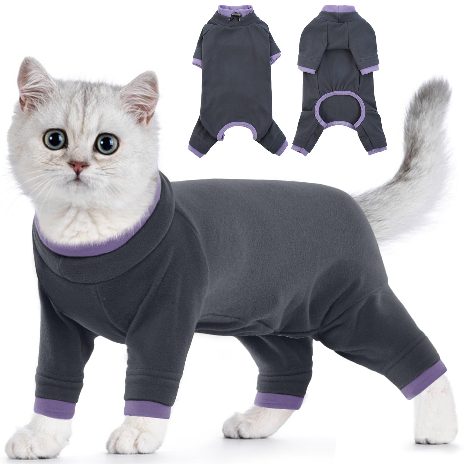 Sphynx Cat Jumper, Grooming Jacket Anti Scratch Clothing Sphynx Cat Recovery Suit for Post-surgery Recovery Prevent Pets from Interfering with Their Wounds(Black, 2XL)
