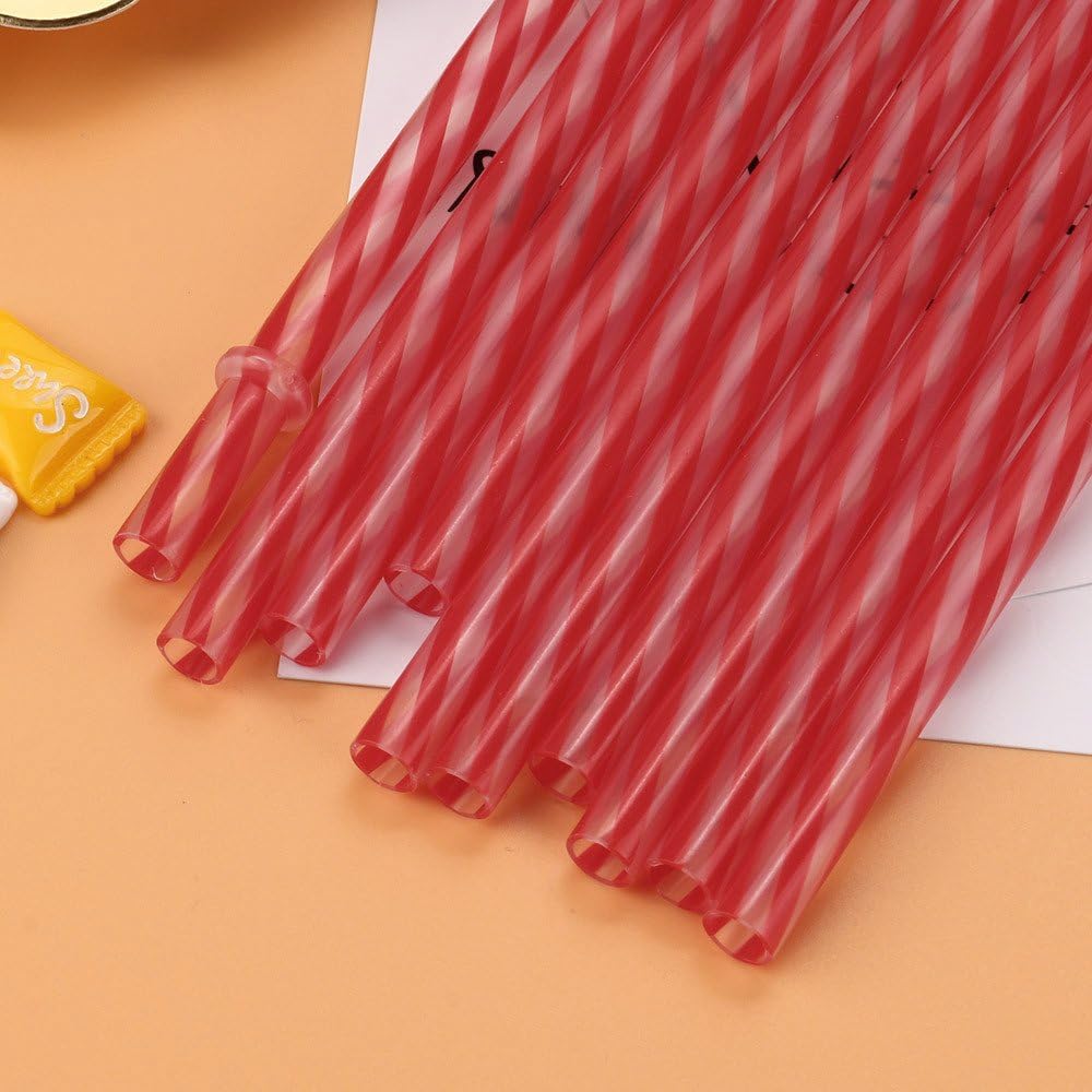 Fineday Colorful Reusable Hard Plastic Stripe Drinking Straws Party Decoration, Kitchen,Dining & Bar HotSales (Red)
