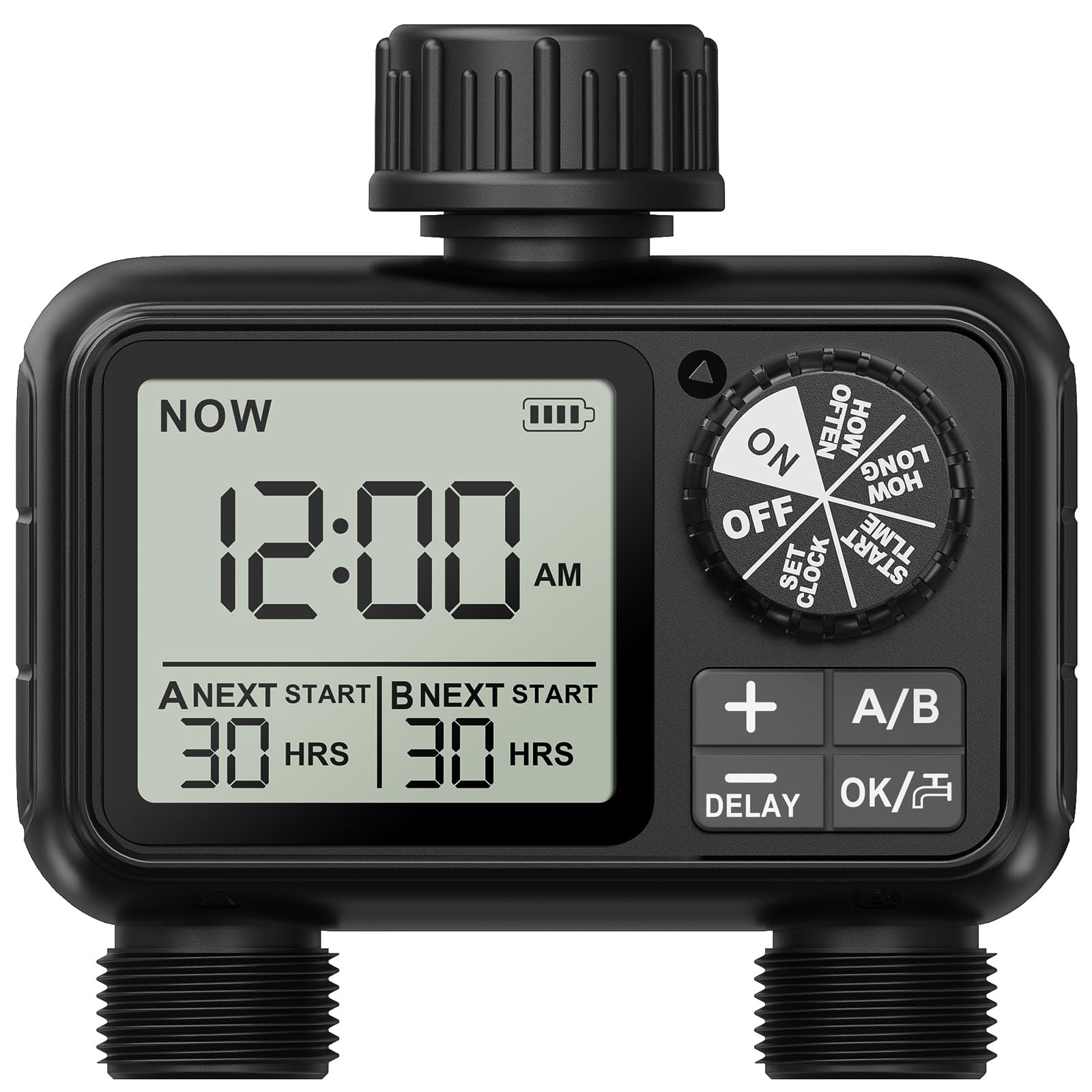 Xtsuen Water Timers for irrigation, Hose Timer with Rain Delay/Automatic & Manual Mode, Sprinkler Timer for Garden IPX5 Waterproof/Large Screen LCD Display