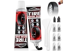MOSCONLY Tire Repair Glue, Black Sidewall Rubber Cement Kit, Seamless Strong Bonding, Flexible, Waterproof, Suitable for All Tire Types, Two Sizes Nail for Car, Motorcycle, Bike, Rc and More 20ml