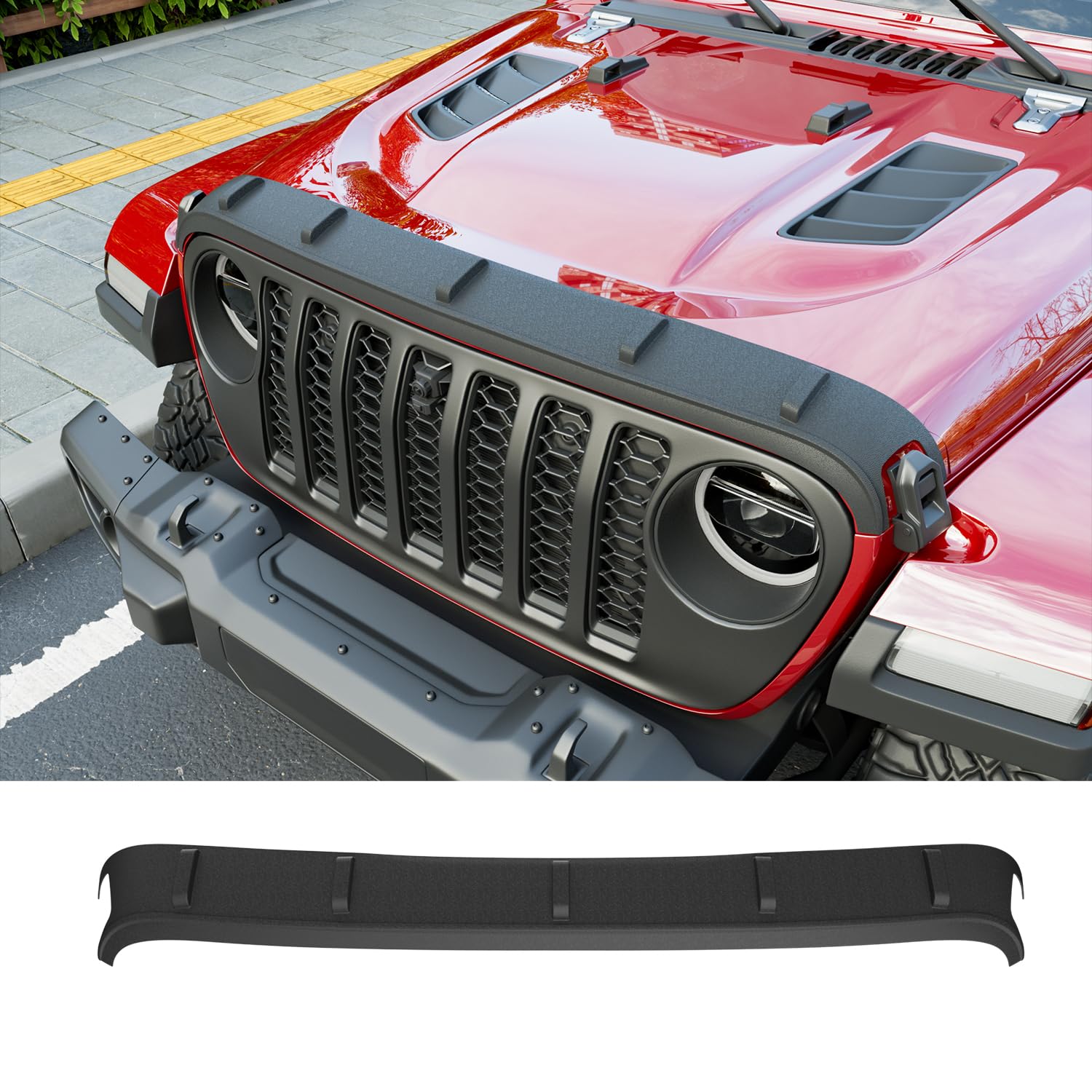 Photo 1 of powoq Hood Deflector Compatible with 2020-2025 Jeep Gladiator JT Deflector TPE Shield Wrangler JL Hood Protector Replacement for 2020-2025 Jeep Gladiator JT Accessories