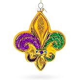 Mardi Gras Fleur-de-Lis Glass Christmas Ornament