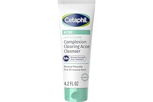 Cetaphil Gentle Clear Complexion-Clearing BPO Acne Cleanser with 2.6% Benzoyl Peroxide, Creamy and Soothing for Sensitive Skin, Suitable for All Skin Types, 4.2oz