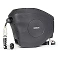 HOSELINK Charcoal 50ft Hi-Flow Automatic Retractable Hi-Flow Garden Hose Reel, 9/16”, UV-Stabilized Kink-Free Hose, Wall Mounted Complete Watering Solution for Backyard, Garden & Outdoor