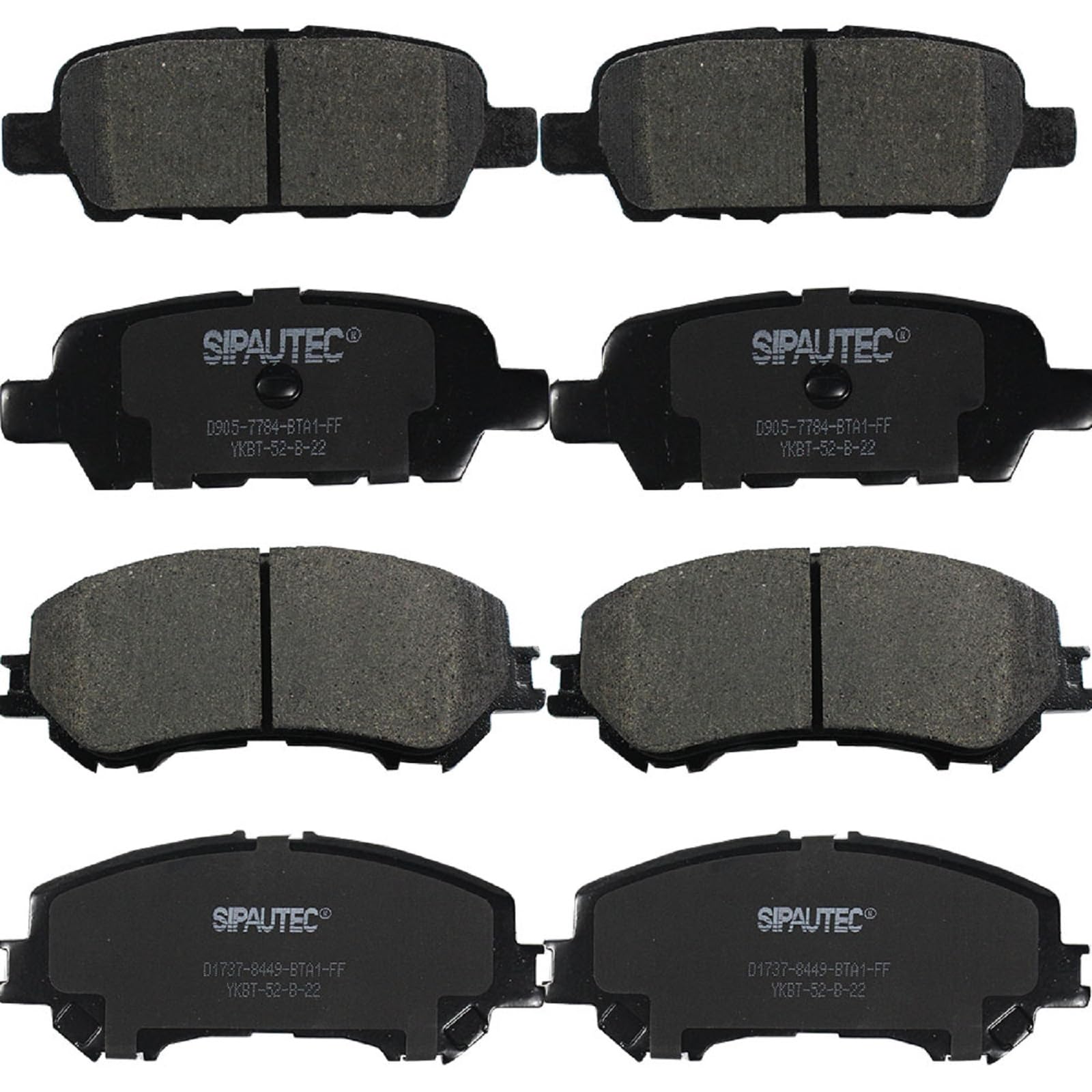 SIPAUTEC-8pcs Front and Rear Ceramic Brake Pads Set