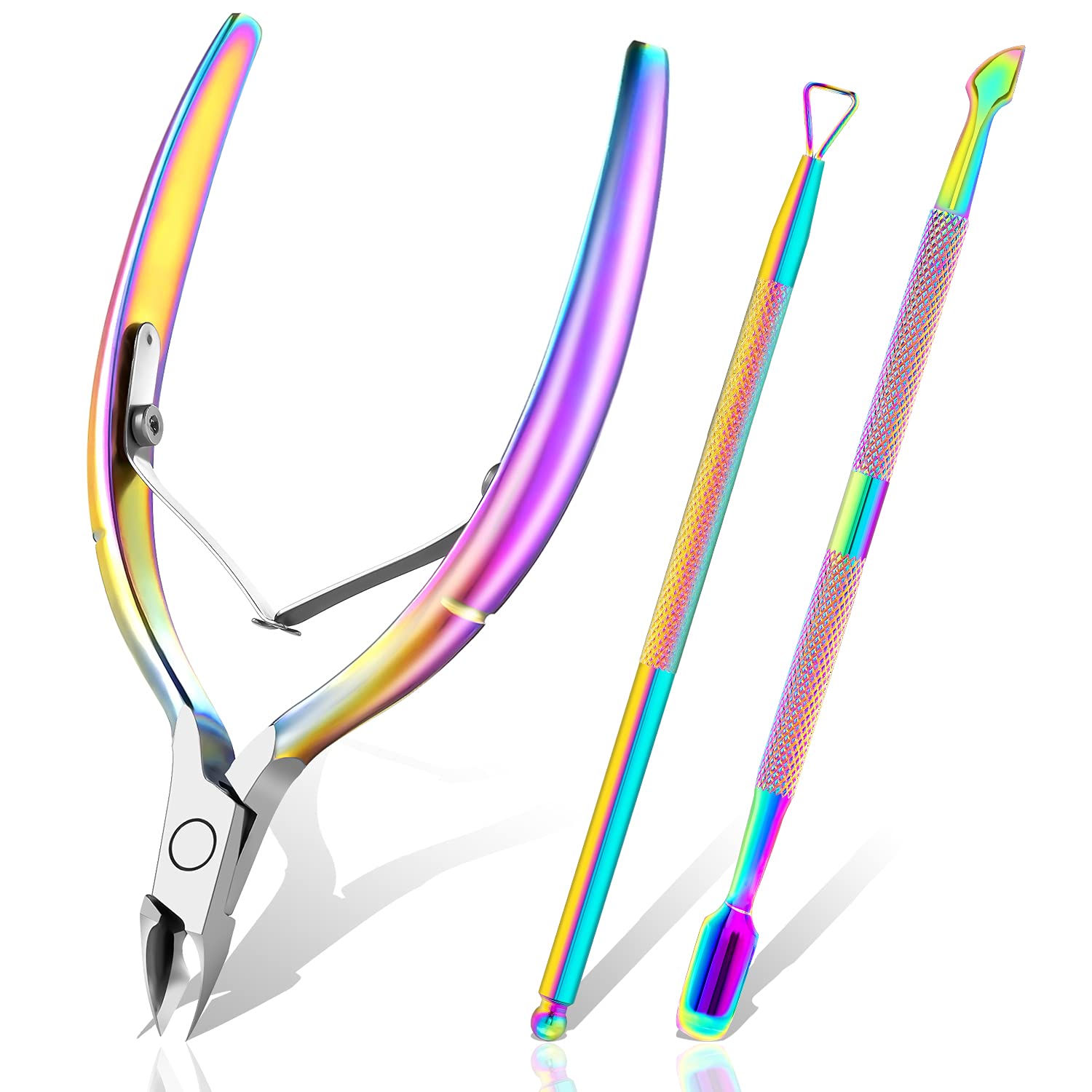 XIPOO Cuticle Trimmer with Cuticle Pusher, Salon Level Cuticle Remover Cuticle Nippers, Professional Stainless Steel Cuticle Cutter, Perfect Pedicure Manicure Tools for Nails: Beauty