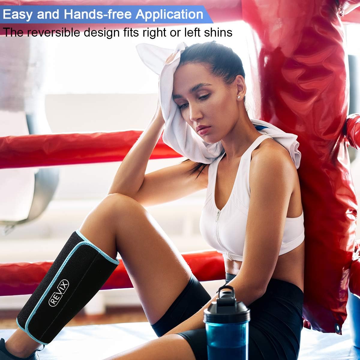 REVIX Calf and Shin Gel Ice Packs for Injuries Reusable Leg Cold Pack Wrap Cold Therapy Compression Sleeve for Swelling, Bruises, and Sprains, Shin Splints Leg Pain Relief Support: Health & Personal Care