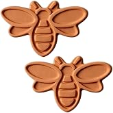 Starrth 2PCS Terracotta Brown Sugar Saver, Reusable Brown Sugar Keeper | Terra Cotta Sugar Softener Container Disc for Food Storage Containers (Little bee)