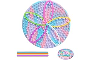 Anemeeoke Sensory Activity Board for Kids and Adults, Double-Sided Silicone Fidgets Toys - Silent, No Mess, for Calming, Stress Anxiety, ADHD&Autism - Includes Portable Travel Bag & 12 Strings, Purple