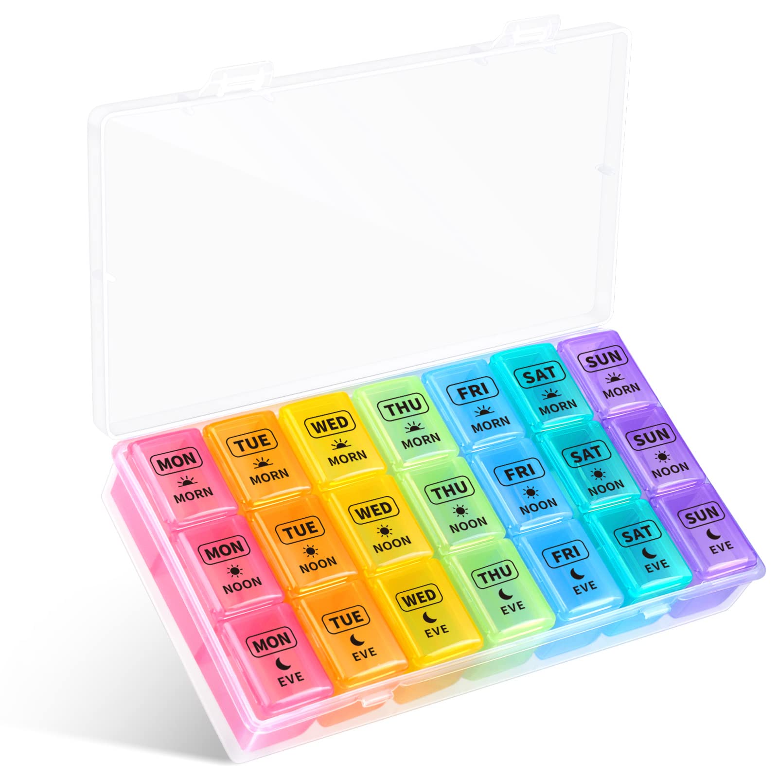 Opret Weekly Pill Organiser, Pill Box 7 Day 3 Times a Day with case, Portable Travel Tablet Organiser with 21 Large Compartments, for Vitamin Fish Oil Supplements Medication