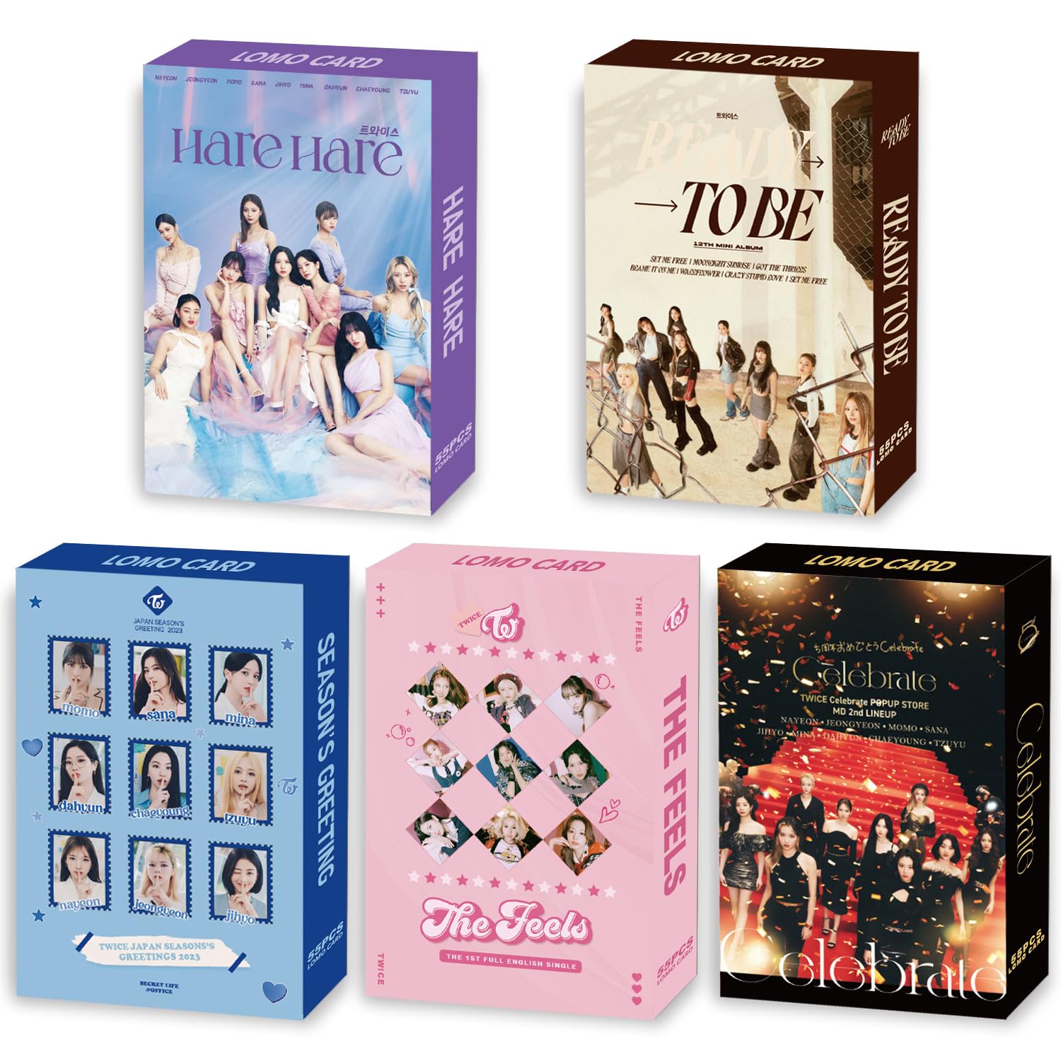5 Pack/275 Pcs Twice Lomo Card Kpop Photocards Greeting Card with Postcards Box