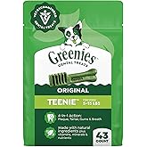 Greenies Teenie Original Natural Dental Dog Treats, Chicken, 43 Count | Veterinarian-recommended, supports oral health &amp; freshens breath, clean to gumline, for dogs 5-15 lbs, chicken flavor