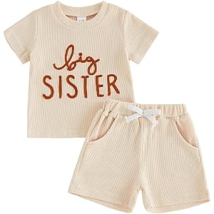 Ayalinggo Big Brother Little Brother Matching Outfits Short Sleeve Waffle T-shirt Top Shorts Set Big Lil Bro Sibling Clothes