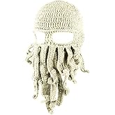 Queenbox Warm Balaclava Octopus Tentacle Mask Hat Knitted Funny Beard Cap Ski Mask for Men Women Cosplay Party Gift