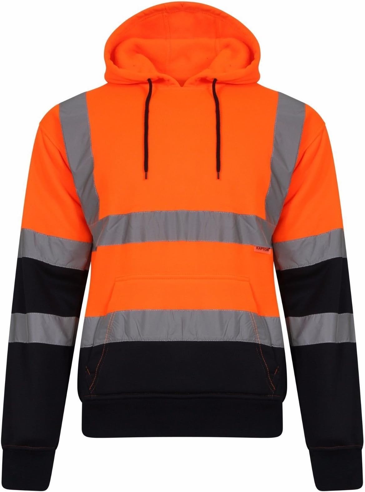MMK HI VIZ VIS Visibility Hooded Reflective Work Zip Fleece Sweatshirt Jacket Size