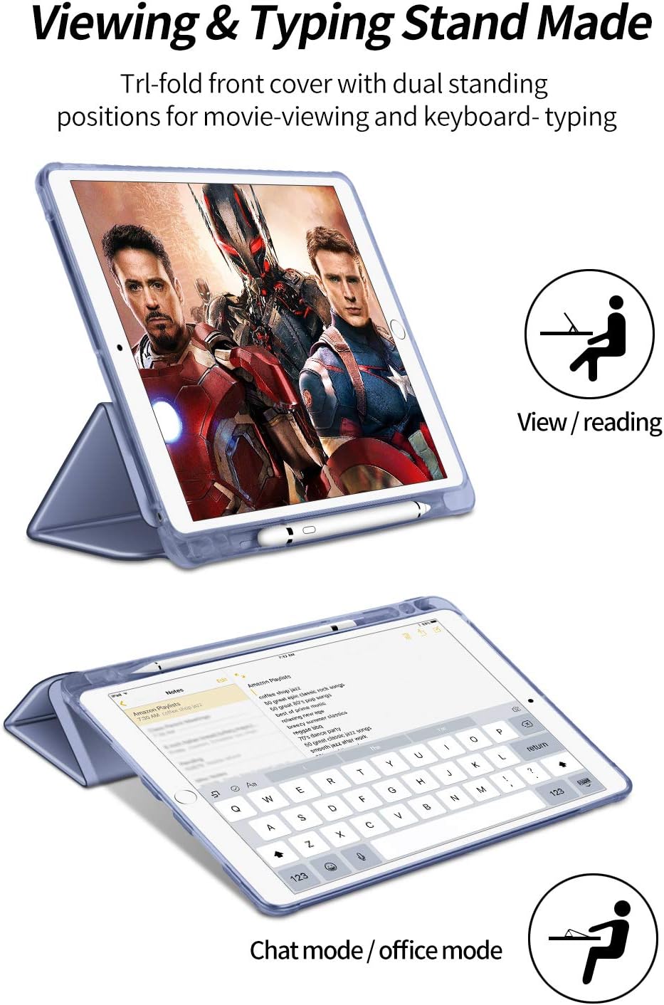 VAGHVEO Case for iPad 9th Generation 10.2 2021/ 8th Gen 2020/7th 10.2” 2019 with Pencil Holder - Image 3
