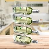 OKITCHEN Set of 4 Refrigerator Wine Rack, Cabinet Water Bottles Storage Organizer, Stackable Wine Rack for Kitchen Countertop Save Space, 1-Bottle 4 Packs