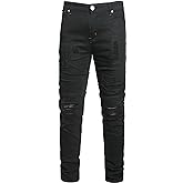 WJWLSKB Men Ripped Jeans Fashion Slim Fit Traight Distressed Design Skinny Stretch Comfort Flex Waist Denim Pants