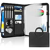 Portfolio Binder Organizer, 3 Ring Padfolio Binder with Notepad, Resume Portfolio Folder with Pockets Protective 11 Inch Tablet Sleeve, Documents, Resume, Cards, Passport & Tickets