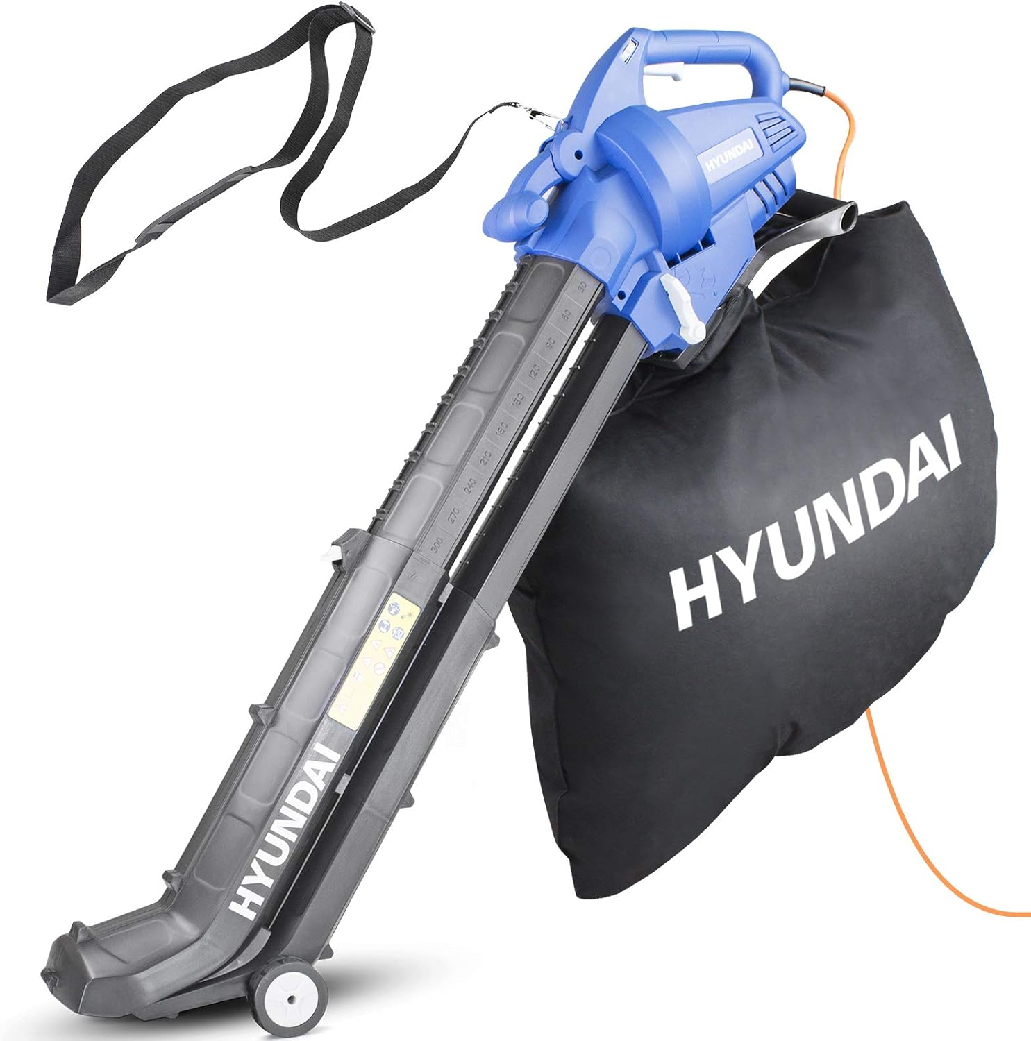 Hyundai 3000W Leaf Blower, Garden Vacuum & Mulcher, 45L Bag, 12m Cable, Variable Airspeed 62-170mph