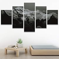 SIGNWIN 5 Panel Canvas Wall Art Monochromatic Mountains for Home Decorations Ready to Hang - 60