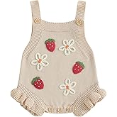 wybzd Newborn Sweater Romper Baby Girl Crochet Knit Sweaters Rompers Embroidery Flower Strawberry Outfit Sleeveless Bodysuit
