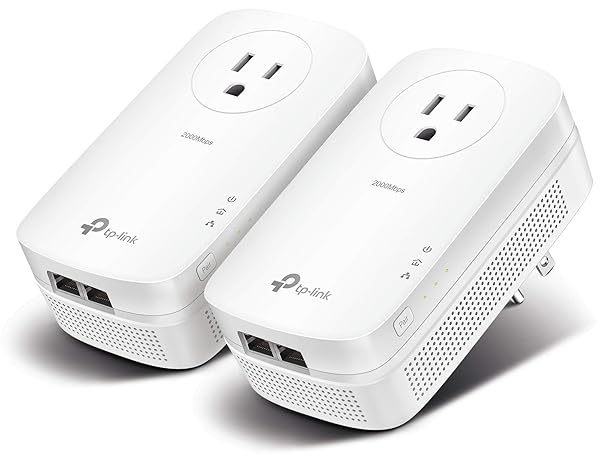 TP-LINK AV2000 POWERLINE ETHERNET ADAPTER TL-PA9020P KIT – POWERLINE NETWORK ADAPTER W/ PASSTHROUGH, NOISE FILTER, 2X2 MIMO, 2 GIGABIT PORTS, ETHERNET OVER POWER, PLUG PAIR & PLAY, POWER SAVING MODE
