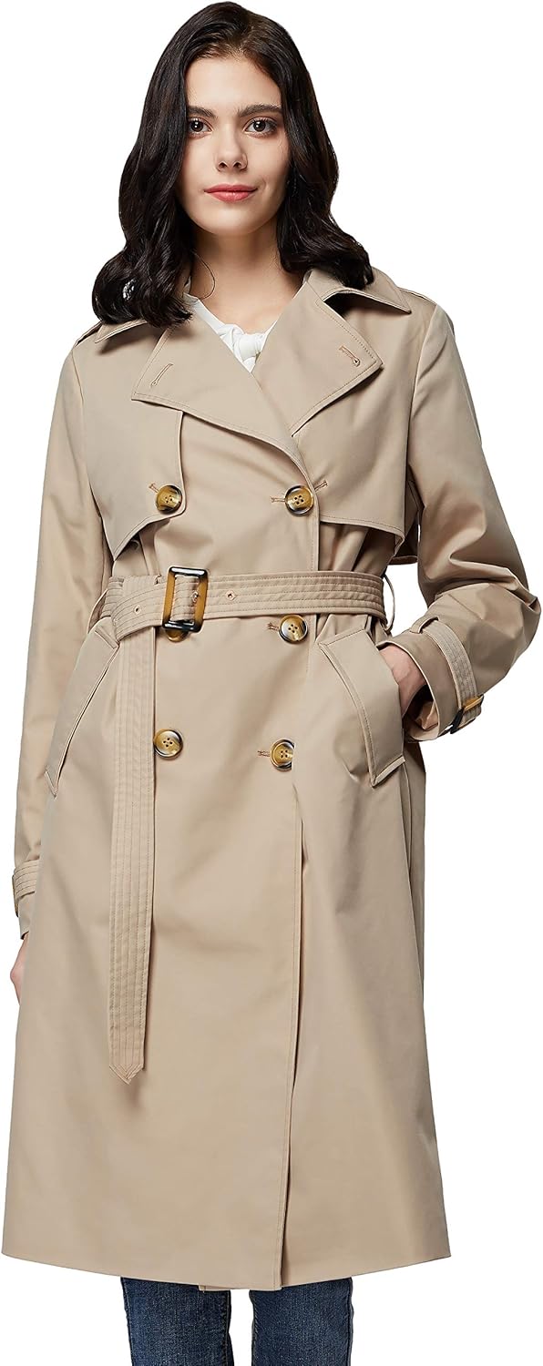Orolay Women's Trench Coat with Belt Lightweight DoubleBreasted Midi
