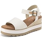 Athlefit Platform Wedge Sandals for Women Espadrille Comfortable Summer Ankle Strap Buckle Open Toe Sandals