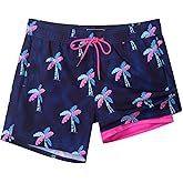 SURF CUZ Mens Swim Trunks with Compression Liner Quick Dry Swim Shorts Swimming Trunks 2 in 1 Bathing Suit Zipper Pockets