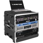 Sound Town Lightweight 10U PA DJ Rack/Road Case with 9U Rack Space, ABS Construction, 19&rdquo; Depth, Retractable Handle, Wheels and Heavy-Duty Latches (STRC-A10UT)