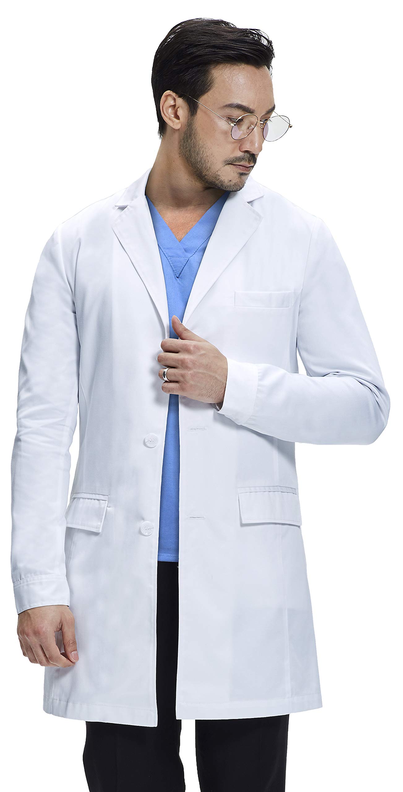 Dr. James Consultation Lab Coat Men, Slim Fit, Multiple Pockets, White, 36 Inch Length Buy