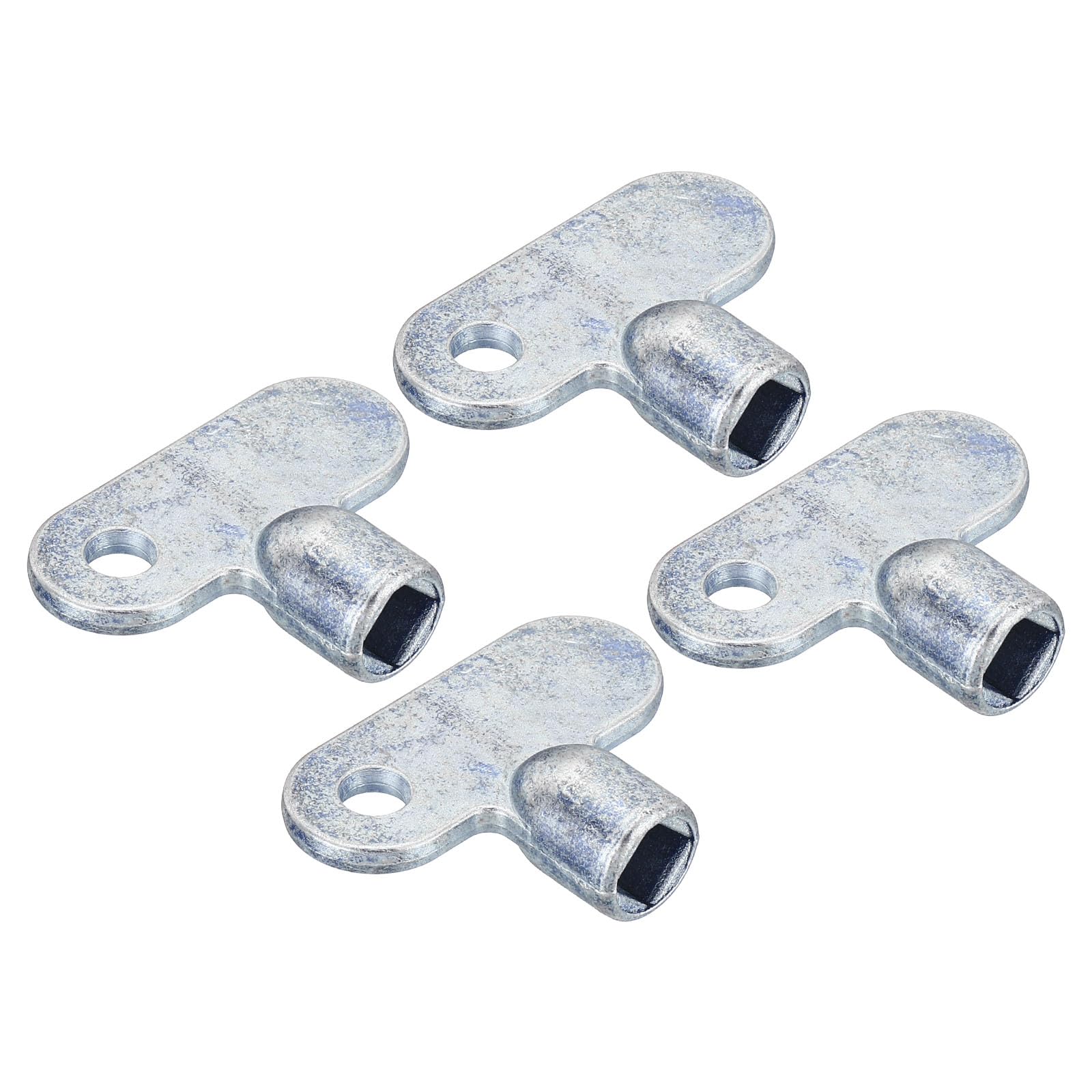 PATIKIL Radiator Valve Keys, 4 Pack Zinc Alloy Square Socket Vent Air Valve Key Wrench Plumbing Bleeder Tool Single Hole for Radiator Heater Faucet, Silver