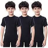LANDUNSI 1~3 Pack Youth Boys Compression Shirt Athletic Short Sleeve Baseball Undershirt Soccer Sports Base Layer Top