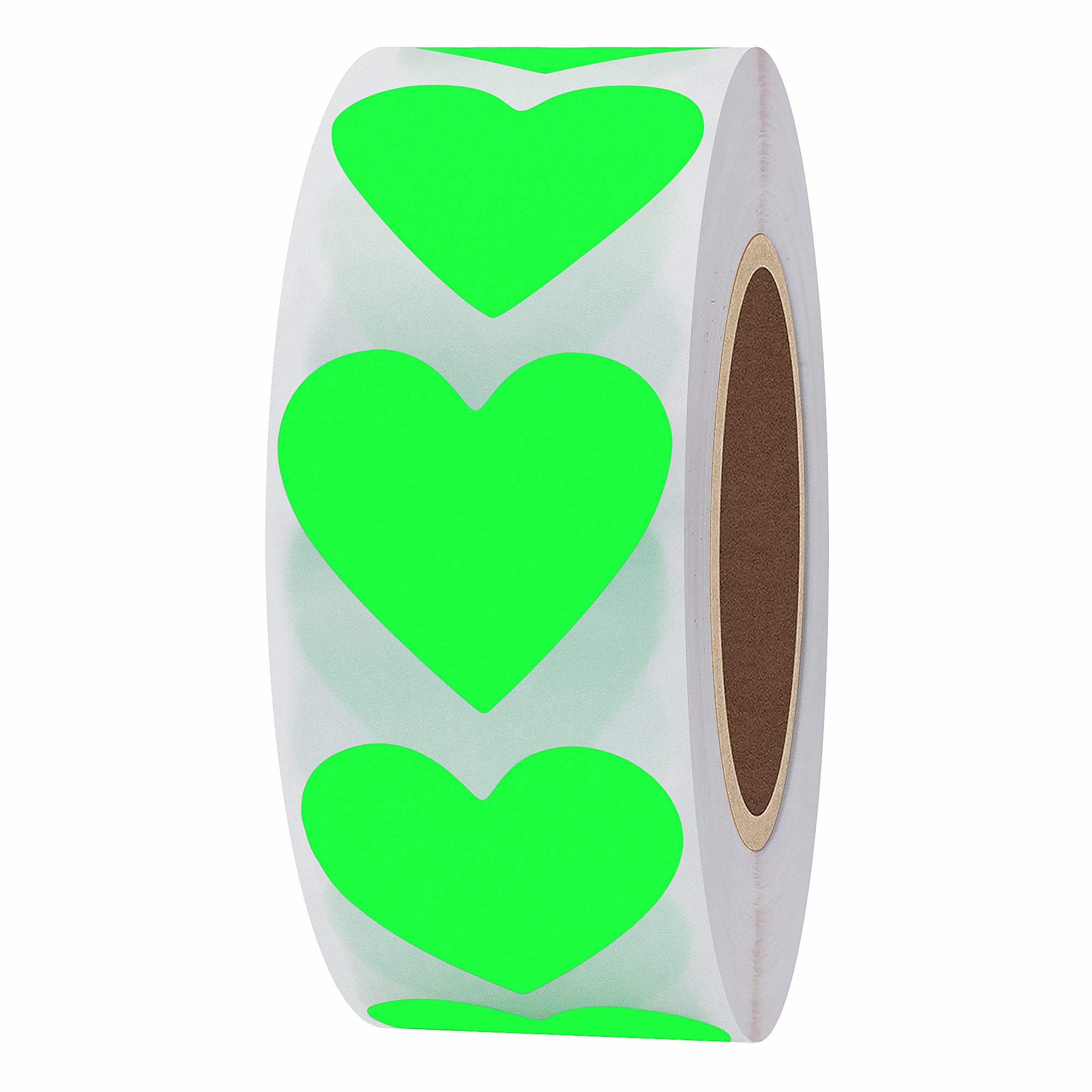 Hylabelest Color Coding Dot Labels 30mm Love Heart Natural Paper Stickers Adhesive Label 1,000 Per Roll (Fluorescence Green)