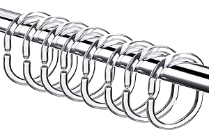 24 Packs Plastic Shower Curtain Rings Hooks for Bathroom Shower Window Rod (Clear)