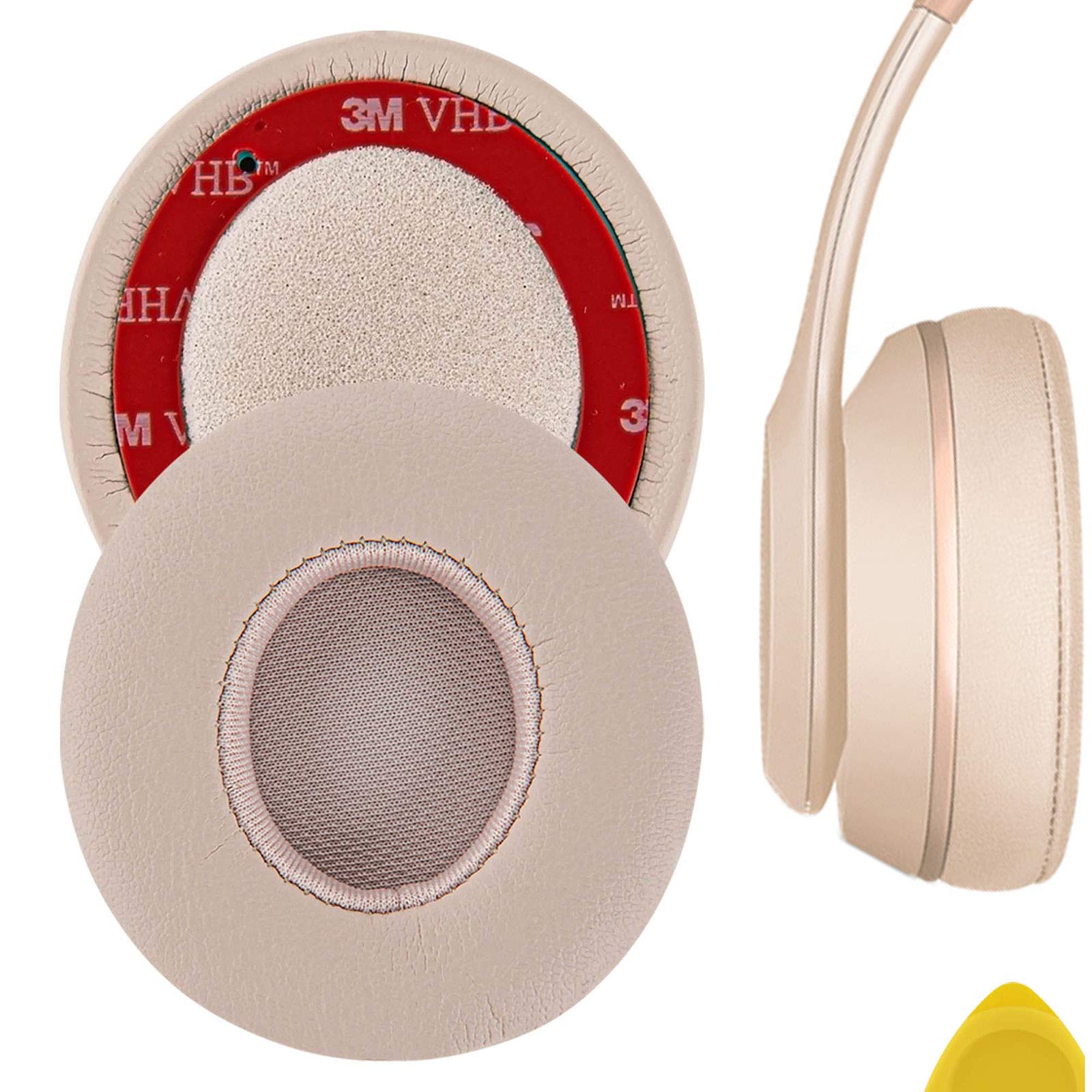 Geekria Replacement Ear Pads for Beats Solo 2 (B0534) & Solo 3 (A1796) Wireless On-Ear Headphones Ear Cushions, Repair Parts (Matte Gold)
