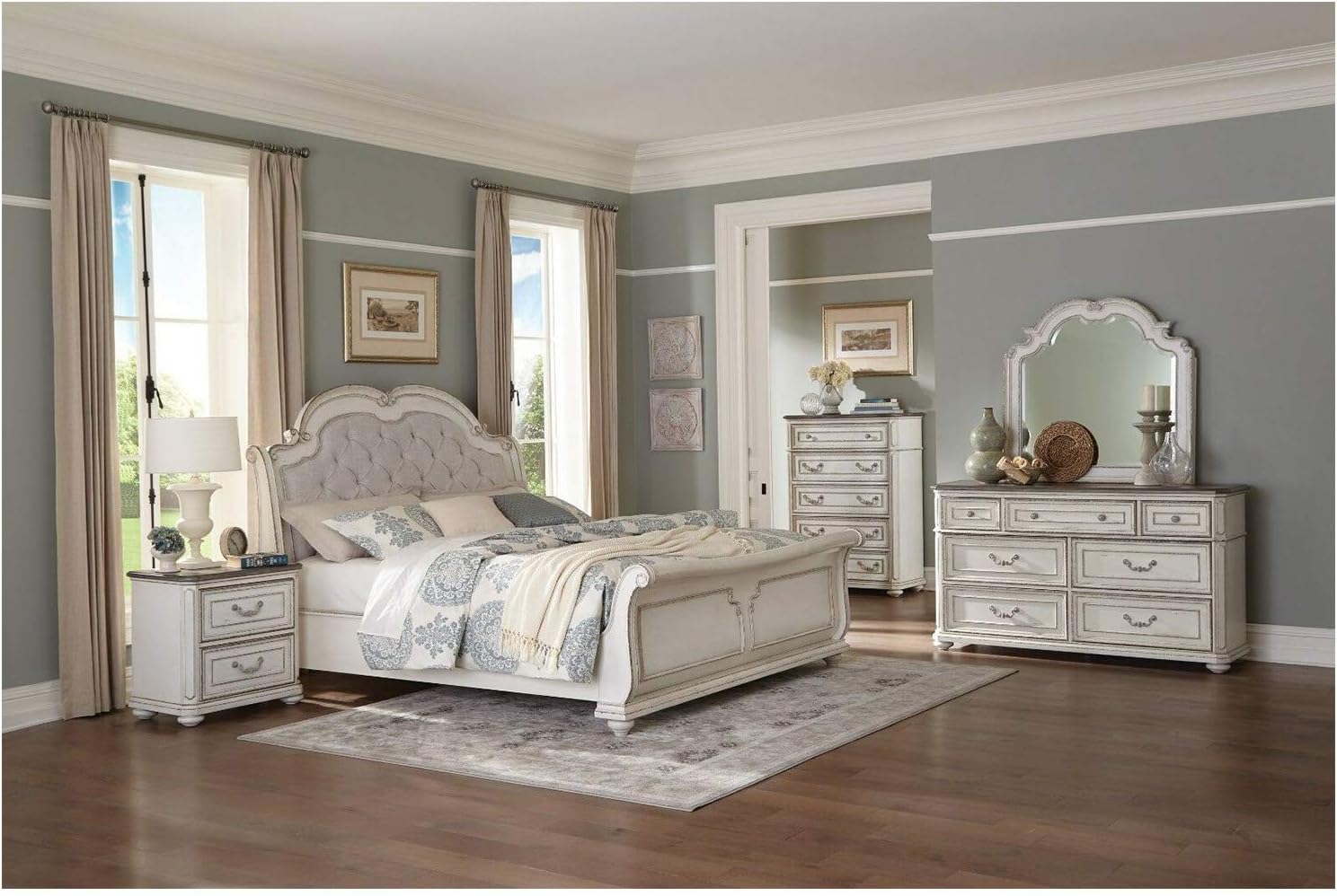 Thaweesuk Shop 4 Piece Antique White French Provincial